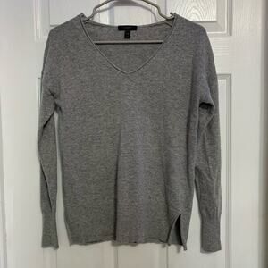 J. Crew Gray V-Neck Wool Blend Swing Sweater
